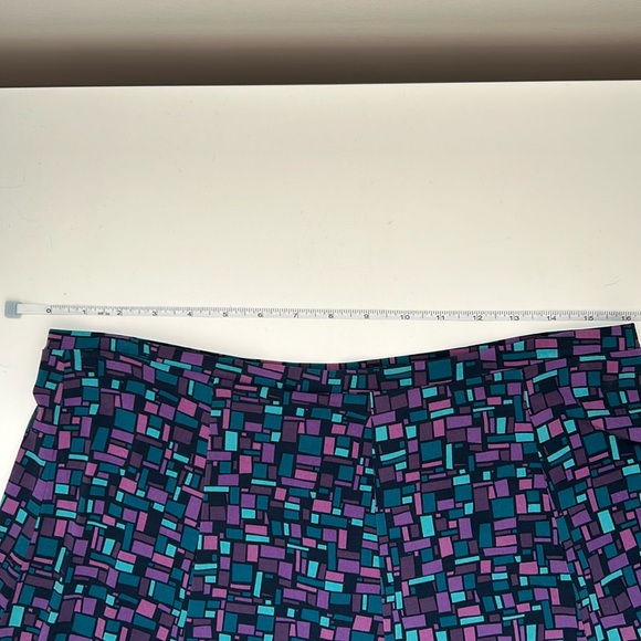 Flared skirt by YZZA in purple, turquoise & black. Polyester, elastic waist. Med - Picture 4 of 5